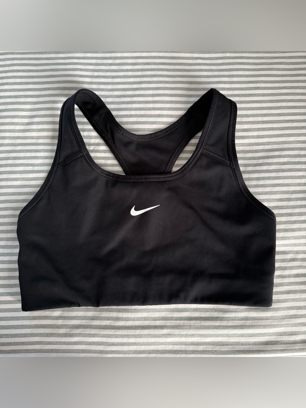 Nike Black Racerback Sports Bra with White Swoosh